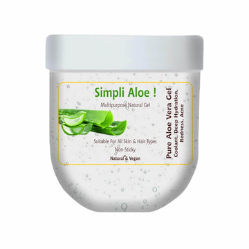 Simpli Aloe Vera Multipurpose Natural Gel 200ml | Coolant | Deep Hydration | Redness | Acne for all Skin & Hair Type | Vegan - passionindulge