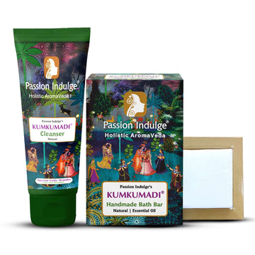 Kumkumadi Natural Handmade Bath Bar & Kumkumadi Natural Face Cleanser For Skin Glow, Shine & Brightness with Saffron, Vetiver  and 16 Herbs