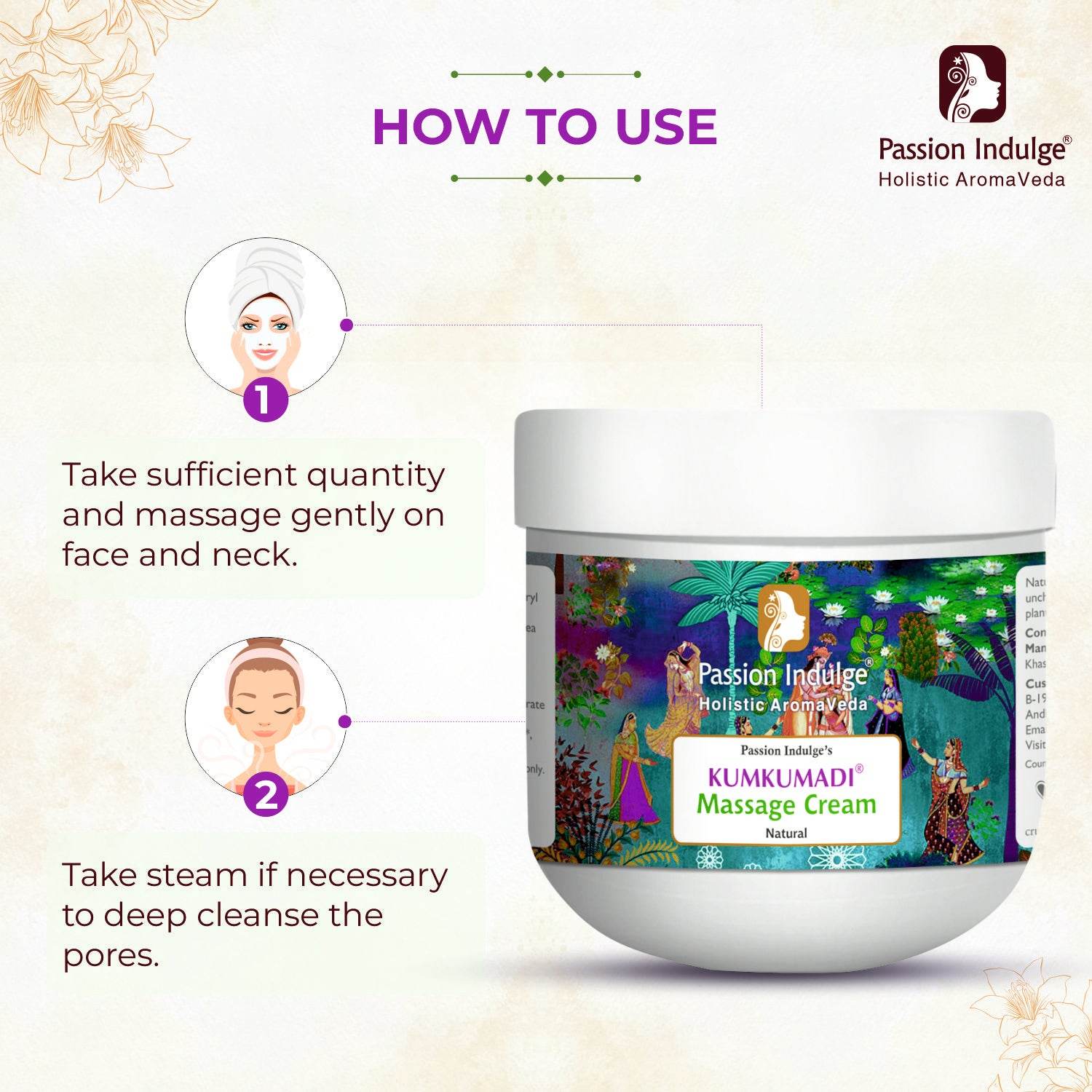 Kumkumadi Tailam Face & Body Massage Cream For Glowing Skin - 200 gm| Blended with Kumkumadi Oil, Shea Butter & 16 Herbs - passionindulge