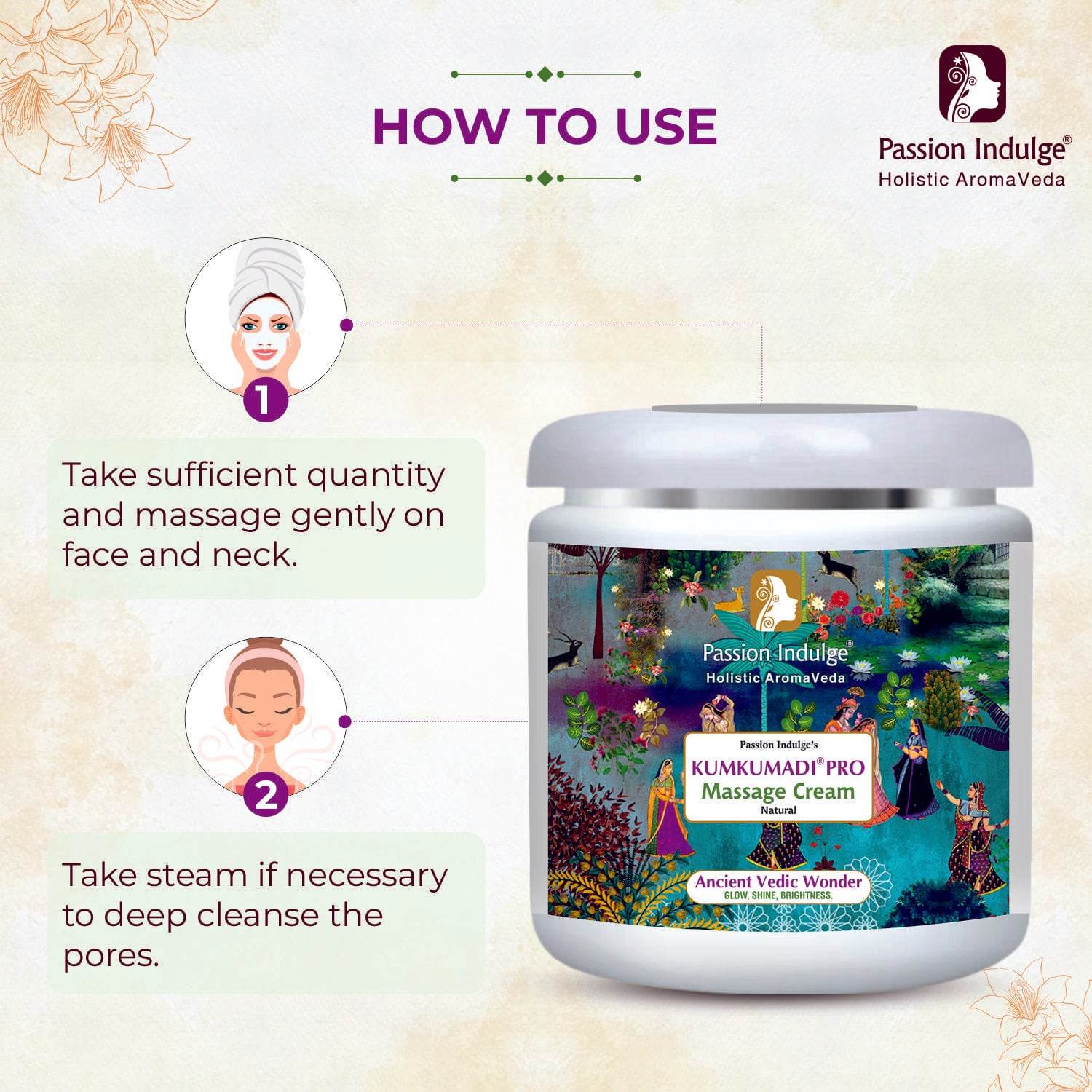 Professional Kumkumadi Oil Face Massage Cream - PRO - 500 gm | With Kumkumadi Tailam for Glowing Skin - passionindulge
