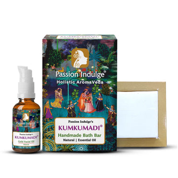 Kumkumadi Natural Handmade Bath Bar & Kumkumadi Facial Oil For Skin Glow, Shine & Brightness with Saffron, Vetiver and 16 Herbs