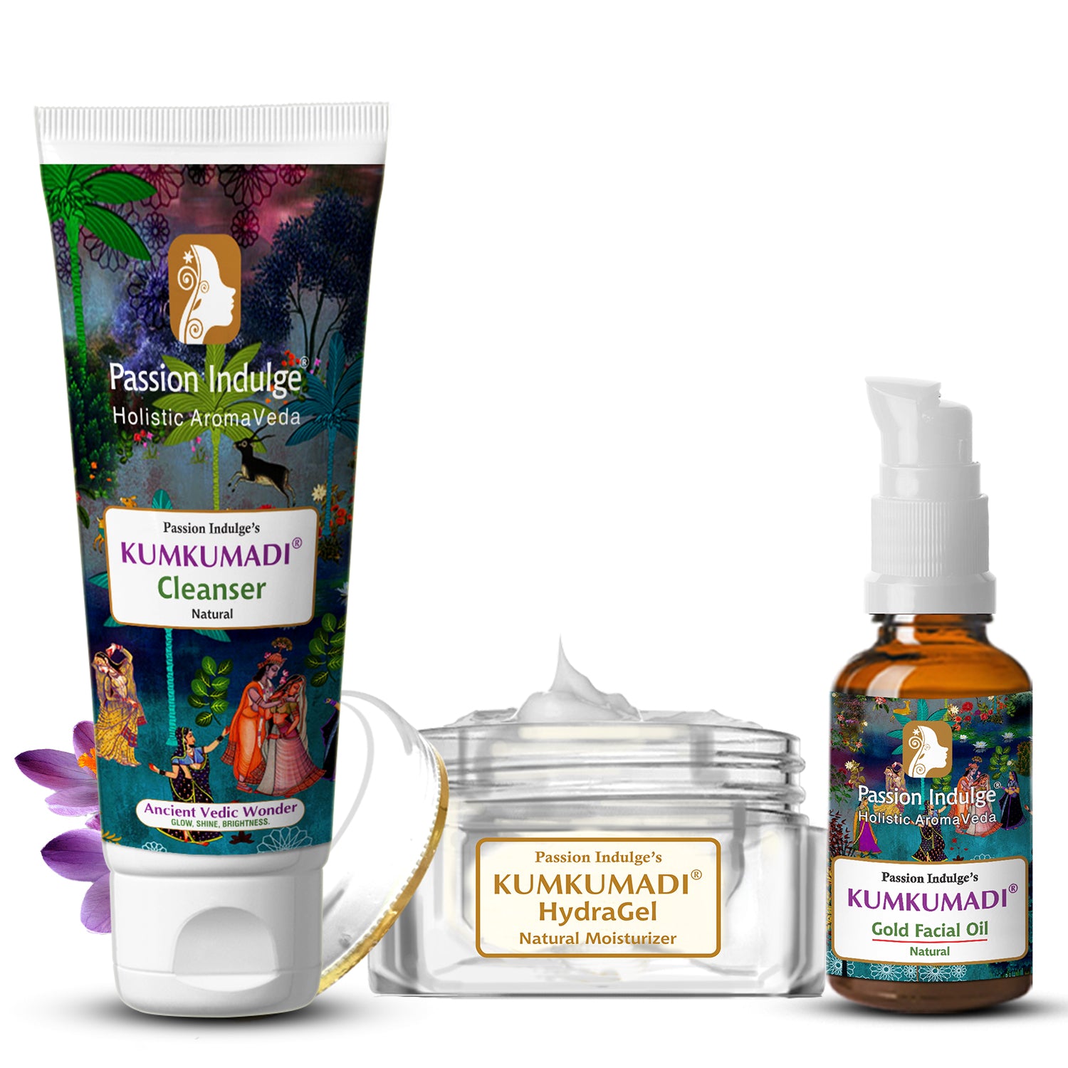 KUMKUMADI スキンケアセット Daily Glowing Kumkumadi Booster Combo - Kumkumadi Cleanser, Serum & Mo