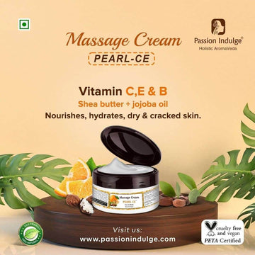 Natural Pearl CE Massage Cream 250gm for Deep Nourishing & Hydration Cream | Vit C & E | Beneficial for Face and Body | Natural & Vegan
