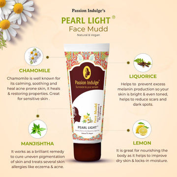 Pearl Light Face Mudd Pack 100gm |Skin lightening | Brightening | Reduce pigmentation, Dark Spots | glowing Skin | Natural & Vegan