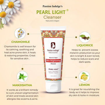 Pearl Light Cleanser 100ml For Dark Spots Reduction | Skin Brightening & Lightening  | Glowing Skin | Natural & Vegan | Ayurvedic