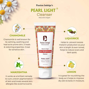 Pearl Light Cleanser 100ml & Facial Oil 10ml For Dark Spots Reduction | Skin Brightening & Lightening  | Glowing Skin | Natural & Vegan | Ayurvedic
