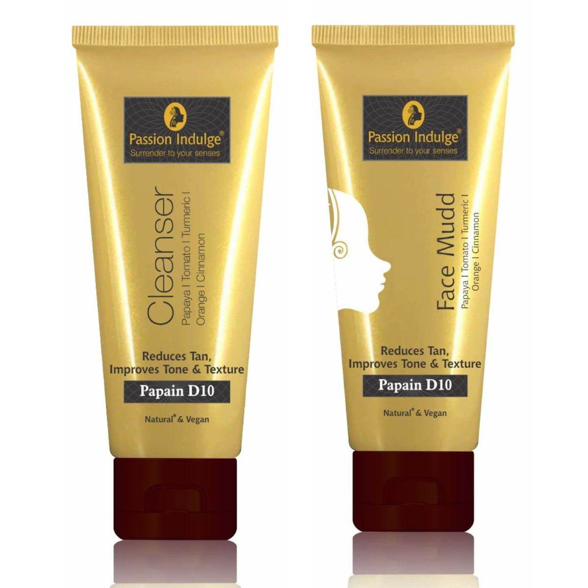Papain D10 Cleanser 100ml & Face Muud 100gm For Tan Removal | Uneven Skin Tone | Improves Tone & Texture | Remove Dead Skin Cells | Natural & Vegan | All Skin Type | Combo Pack - passionindulge