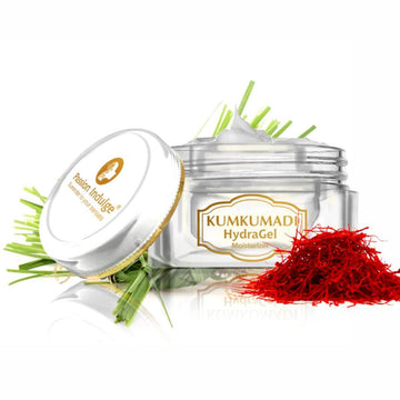 Kumkumadi Natural HydraGel Moisturizer for Glowing Skin | shine & Brightness | Anti Aging | Anti Wrinkle with Saffron, Vetiver Oil |16 Herbs | SPF 15 | All Skin Types - passionindulge