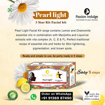 Pearl Light 5 Star Facial Kit For Glowing Skin | Skin Lightening | Skin Brightening| Pigmentation & Spot Reduction | Natural & Vegan | Buy 2 Get 1 Free