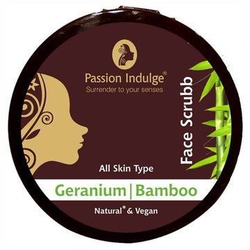 Bamboo with Geranium Face Scrubb for Dirt, Blackheads and Acne Removal | Remove Dead Skin Cells | Tan Removal | Glowing Skin | Deep Pore Cleansing |Natural 7 Vegan | Ayurvedic | All Skin Types - 200gm - passionindulge