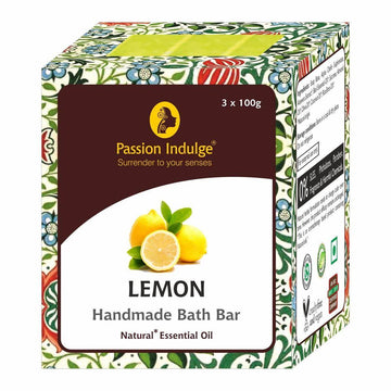 Handmade Bath Bar Soap Lemon - each 100gm | Natural & Vegan | Aromatherapy | Peta Certified(Pack of 3) - passionindulge