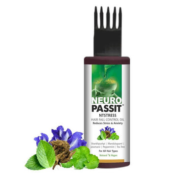 Natural Neuropassit NTstress Hair fall control & Cooling oil, Reduce Stress & Anxiety | Anti Dandruff | Promote Good Sleep | Hair Oil | Natural & Vegan | All Hair Type - 100ml