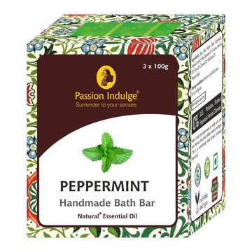 Handmade Bath Bar Soap Peppermint - each 100gm | Natural & Vegan | Aromatherapy | Peta Certified ( Pack of 3 ) - passionindulge