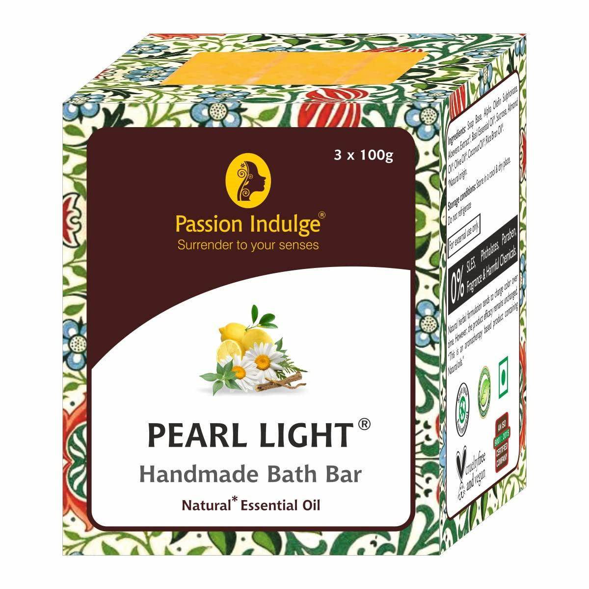 Handmade Bath Bar Soap Pearl Light - each 100gm | Natural & Vegan | Aromatherapy | Peta Certified (Pack of 3) - passionindulge