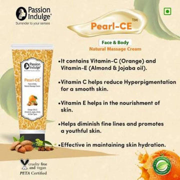 Natural Pearl CE Massage Cream 100gm for Deep Nourishing & Hydration Cream | Vit C & E | Beneficial for Face and Body | Natural & Vegan