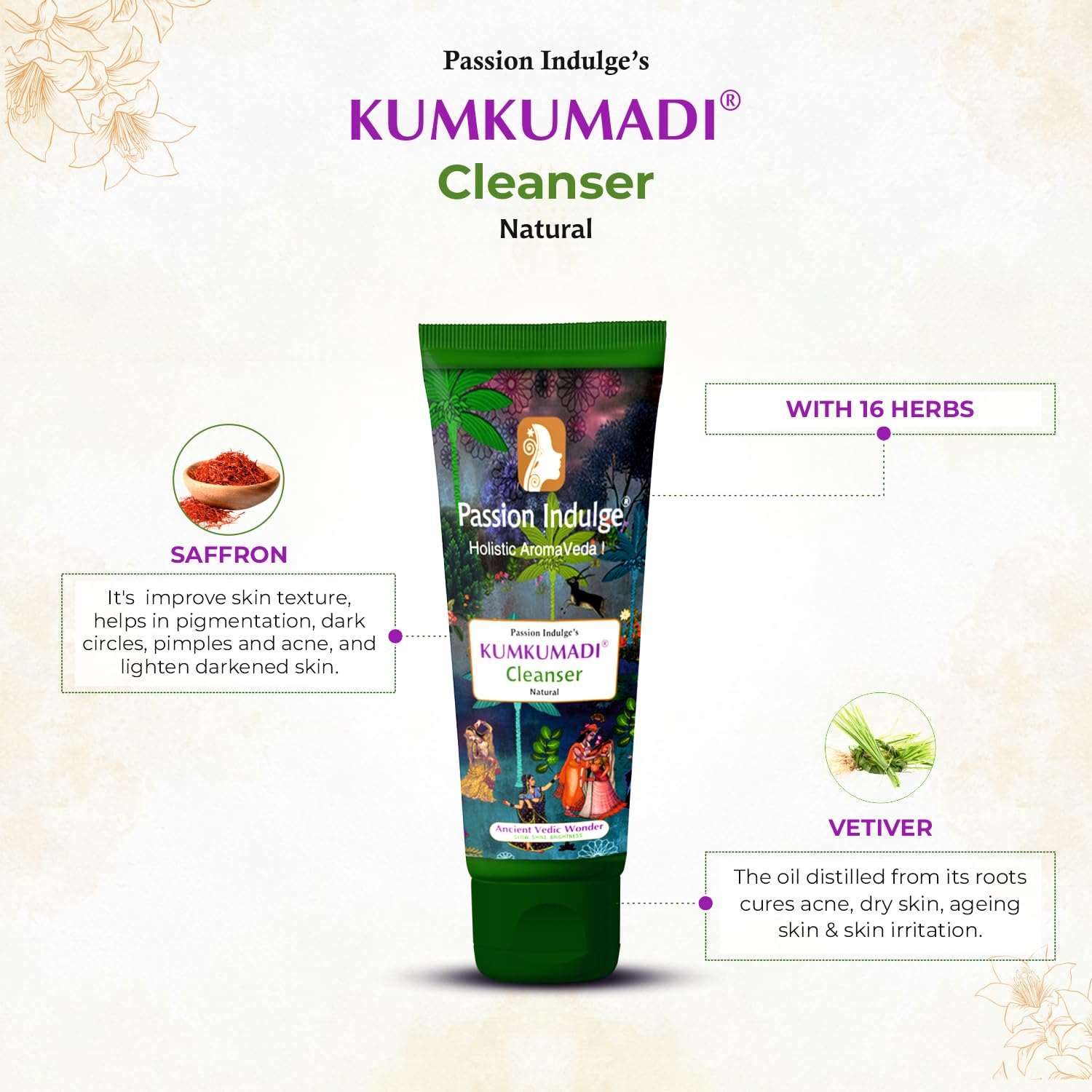 Kumkumadi Kit-Kumkumadi Natural Handmade Bath Bar, Kumkumadi face Cleanser & Kumkumadi Facial oil with Saffron, Vetiver & 16 Herbs