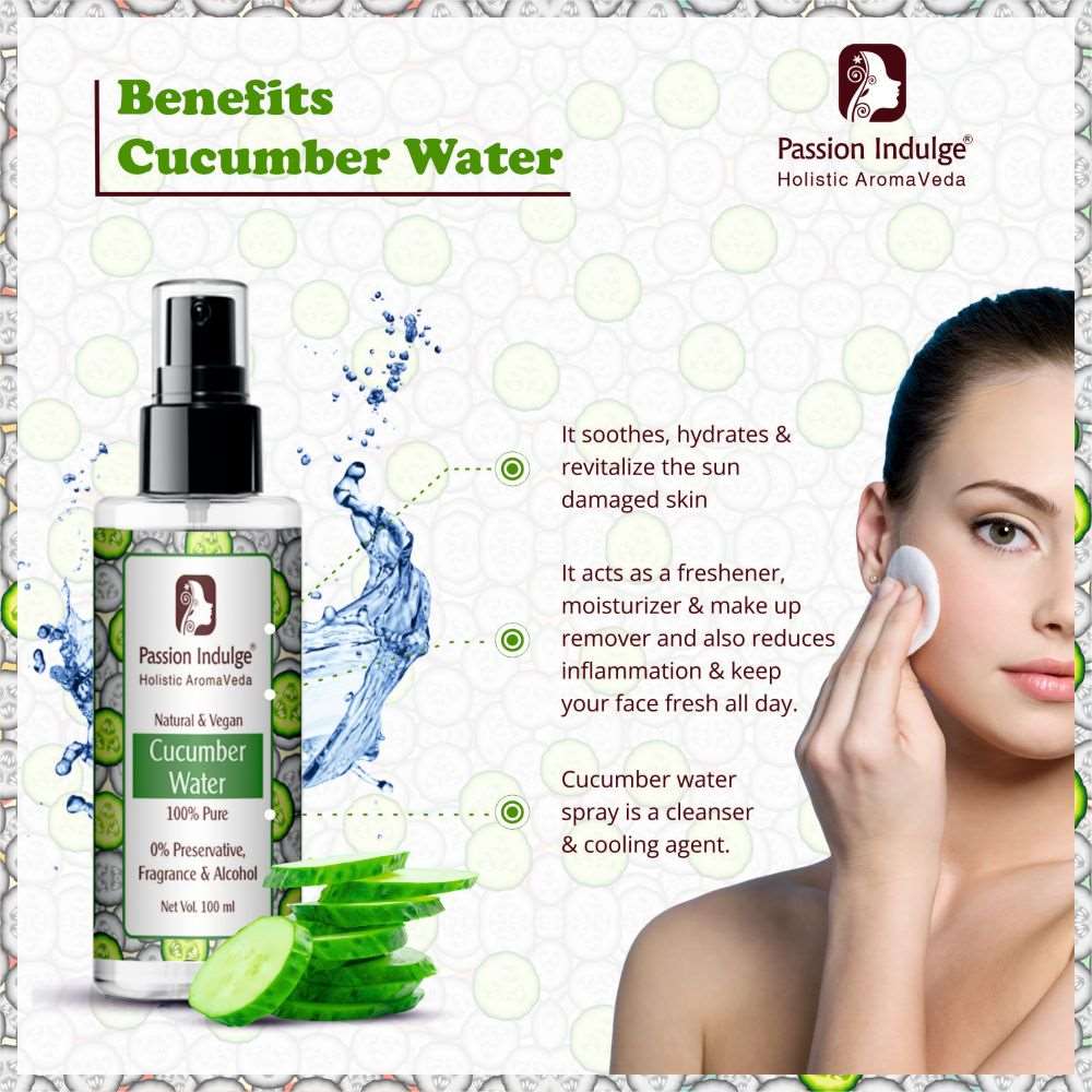 Passion Indulge Cucumber Water | Makeup Remover 100ml | Acne Removal & Reduce Skin Inflammation | Moisturizer with Cooling Agent Cucumber
