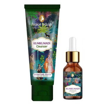 Kumkumadi Facial Oil 10ml & Cleanser 100ml For Glowing Skin | Shine & Brightness | Anti Ageing | Anti Wrinkle | Pigmentation | With Saffron, Vetiver & 16 Herbs | Natural & Ayurvedic | for all Skin Type