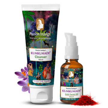 Kumkumadi Facial Oil 10ml & Cleanser 100ml For Glowing Skin | Shine & Brightness | Anti Ageing | Anti Wrinkle | Pigmentation | With Saffron, Vetiver & 16 Herbs | Natural & Ayurvedic | for all Skin Type