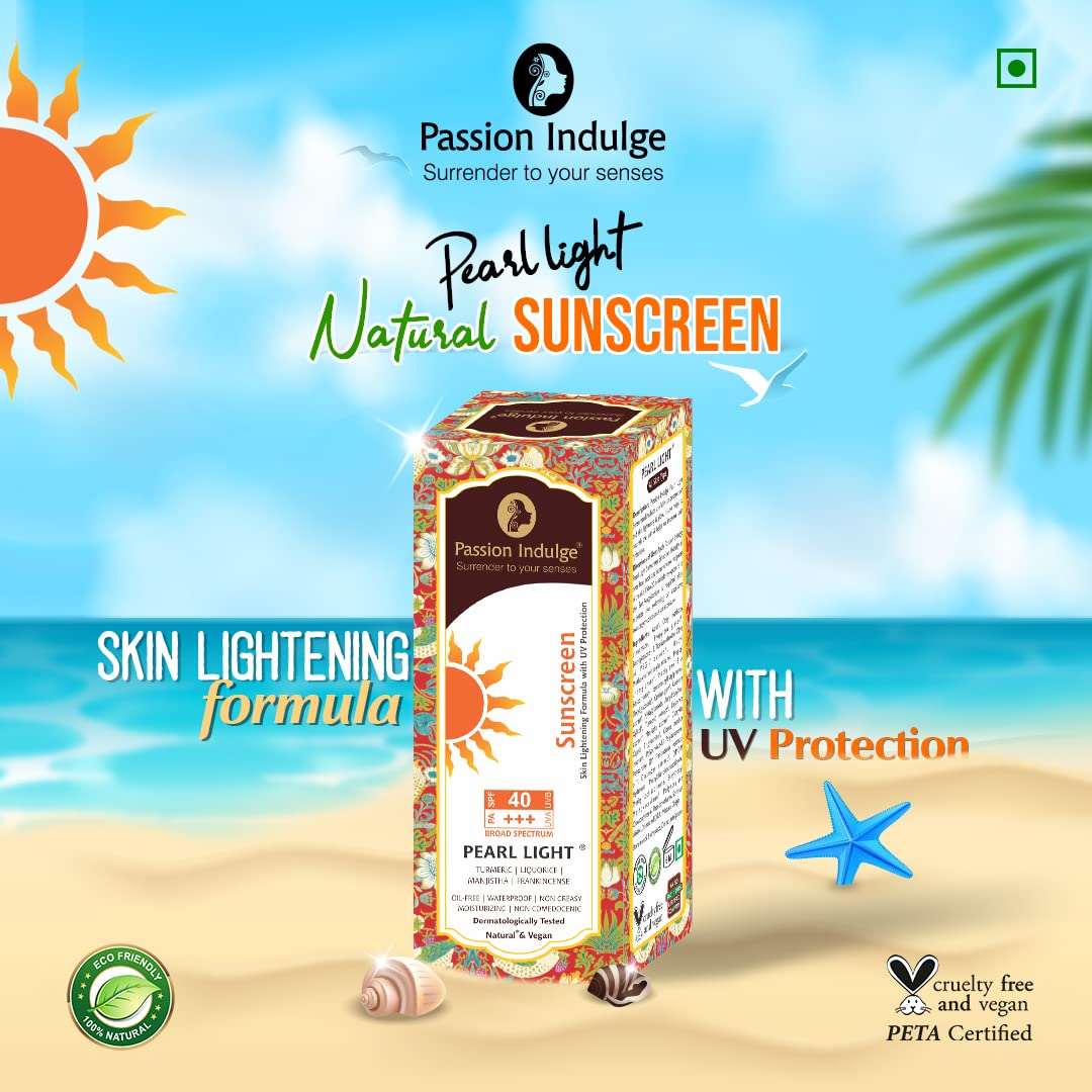 Pearl Light & Papain D10 Natural Sunscreen Each 100ml Combo Pack | Sun Burn Protection | Sun lightning formula with UV Protection | SPF 40+++, Dermatologically Tested | Natural & Vegan