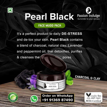 Pearl Black (Charcoal) Face Mudd Pack For Dirt, Pollution | Acne | glowing complexion | Natural & Vegan -250gm - passionindulge