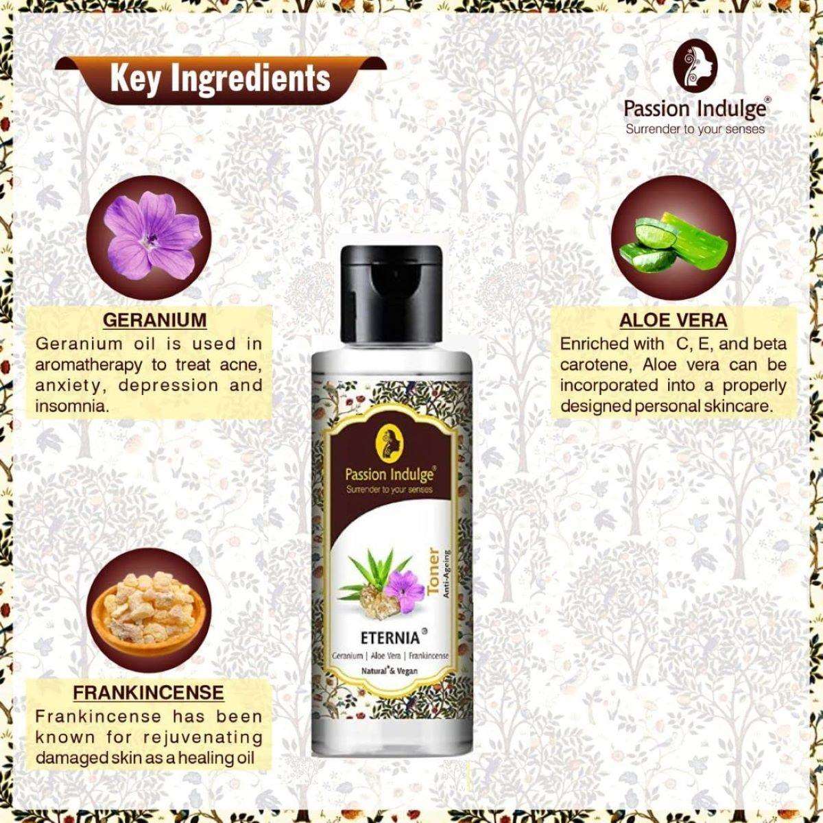 Eternia Toner for Anti Aging | Anti Wrinkle with Geranium and Frankincense Oil | Ayurvedic | Natural & Vegan - 100 ml - passionindulge