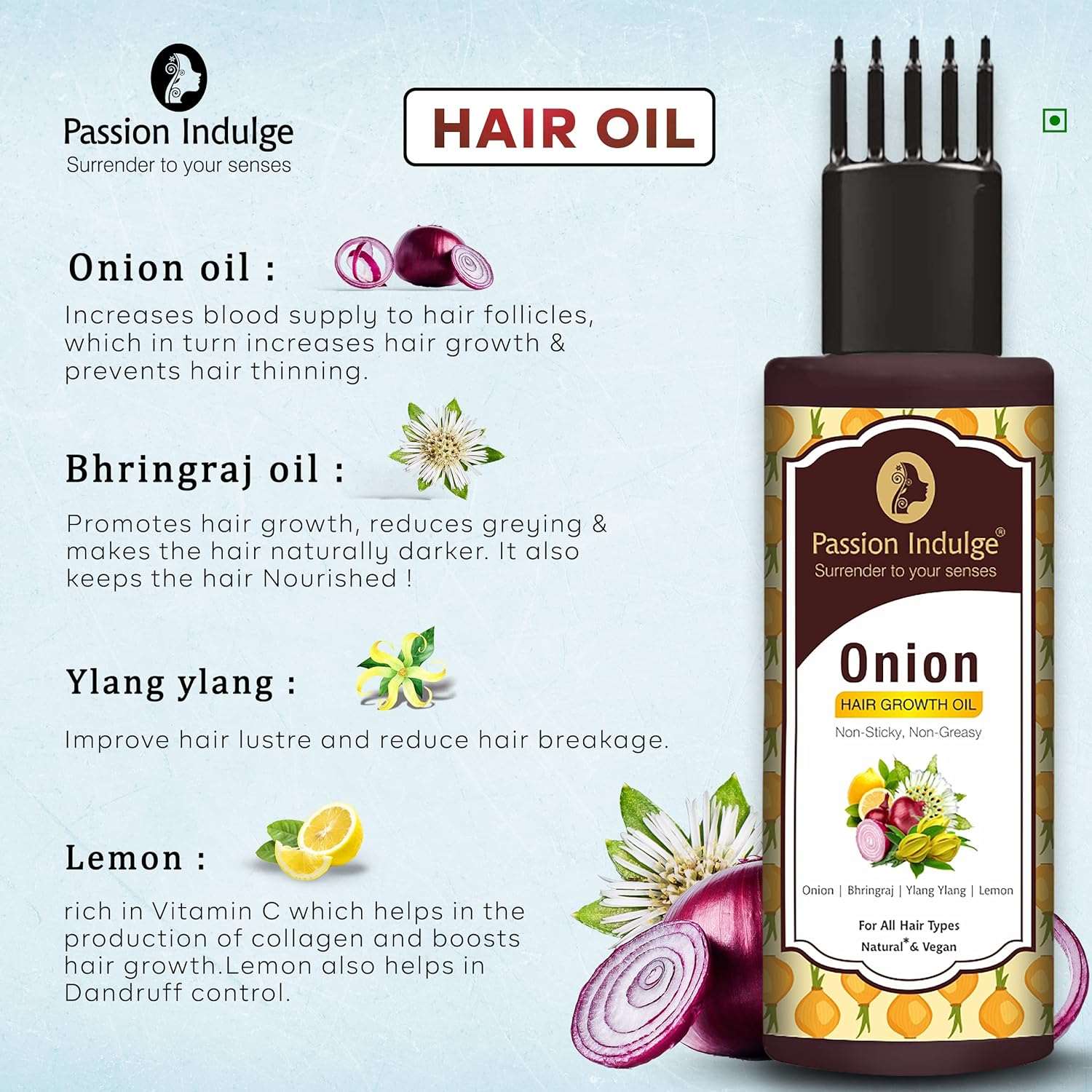 Hair Fall Control & Hair Growth Combo Kit - With Onion Essential Oil Activator 10ml & Onion & Bhringraj Hair Growth Oil 100ml