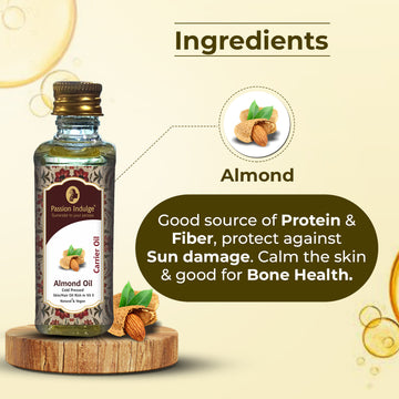 Миндальное масло-носитель - 60 мл | Бадам Тейл от зуда кожи головы и удаления перхоти | Холодный отжим | Увлажнители | Масло для кожи и волос | Аюрведическое и веганское | Натуральное | Для всех типов кожи и волос