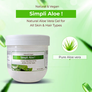 Simpli Aloe Vera Multipurpose Natural Gel 200ml | Coolant | Deep Hydration | Redness | Acne for all Skin & Hair Type | Vegan