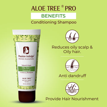 Aloe Tree 2 in 1 Anti Dandruff Conditioning Shampoo 200ml | Oily Scalp | Hair Dandruff | Hair Shine | with Tea Tree, Aloe Vera and Neem | All Hair types| Ayurvedic | Natural & Vegan