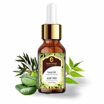 Aloe Tree Facial Oil 10ml For Sensitive Acne & Prone Skin | Clear Acne & Blemishes | Pimples | Sensitive Skin | Anti Bacterial | Natural & Vegan | Ayurvedic | All Skin Type - passionindulge