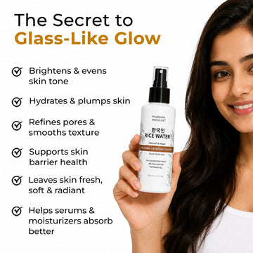 Passion Indulge Korean Rice Water Facial Toner & Face Mist | Fermented Rice Water, 4% Niacinamide, Panthenol & Aloe Vera | Hydrates, Brightens & Nourishes | Natural, Vegan & Alcohol-Free | Korean Inspired Skincare | All Skin Types (BUY 1 GET 1 FREE)