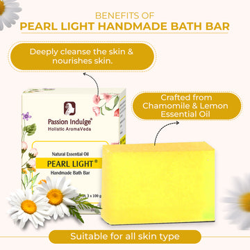 Кусковое мыло для ванны ручной работы Pearl Light - каждое 100 г | Натуральное и веганское | Ароматерапия | Сертифицировано Peta (упаковка из 3 шт.)