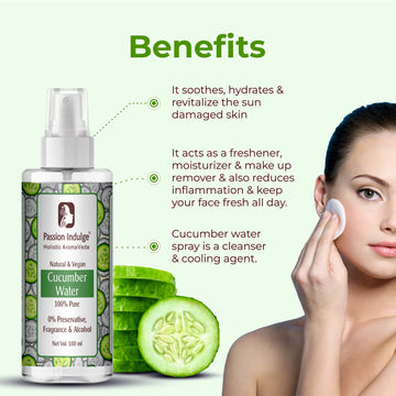 Cucumber Water | Makeup Remover 100ml | Acne Removal & Reduce Skin Inflammation | Moisturizer with Cooling Agent Cucumber