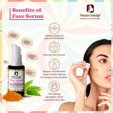 Pink Mania AHA BHA Purifying & Oil Control Face Serum With Turmeric & Green Tea |Exfoliate dead cell, Reduces blackheads & Improves skin texture | All Skin Types -10ml