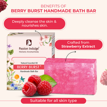 Handmade Bath Bar Soap Berry Burst - each 100gm | Natural & Vegan | Aromatherapy | Peta Certified( Pack of 3 )