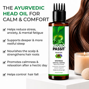Natural Neuropassit NTstress Hair fall control & Cooling oil, Reduce Stress & Anxiety | Anti Dandruff | Promote Good Sleep | Hair Oil | Natural & Vegan | All Hair Type - 100ml