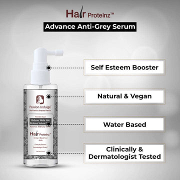 HAIR PROTEINZ ANTI-GREY HAIR SERUM with  Arcolys, Black Tea & Amla | Reduces White Hair | Restore Natural Color