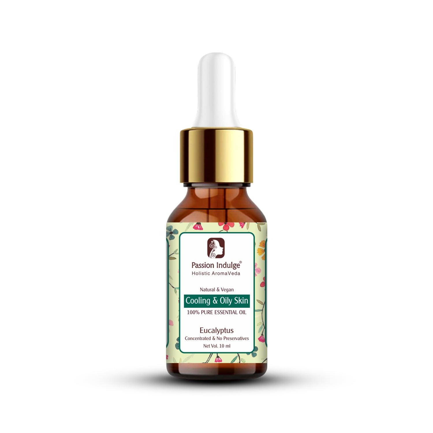 Eucalyptus Essential Oil 10ml for Skin Eruptions, Acne, Beneficial for Oily Skin | Ayurvedic | Natural & Vegan - passionindulge