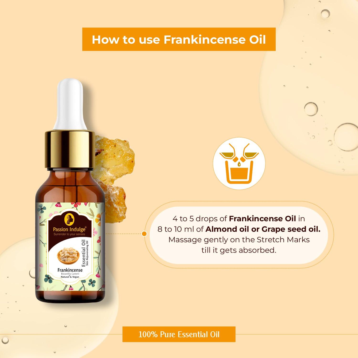 Frankincense Pure Essential Oil 10ml | skin Rejuvenating for Ageing Skin, helps heals wounds & Scars | Ayurvedic | Natural & Vegan | All Skin Type - passionindulge