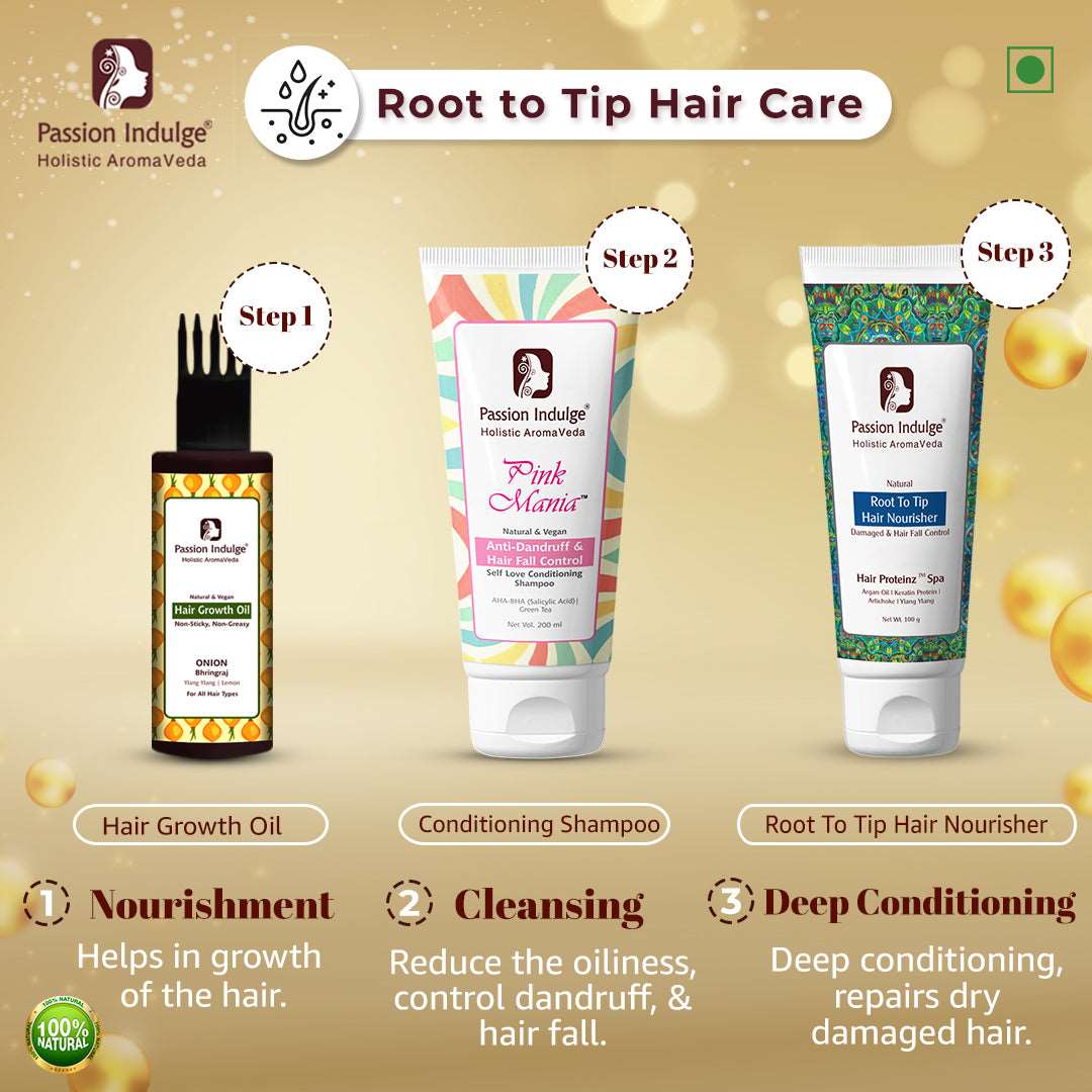 Passion Indulge Haircare Combo- Hair Proteinz Spa & Pink mania Anti-Dandruff Shampoo | Hair Growth, Hair fall Control and Hair Care Solution | Repair Damaged Hair