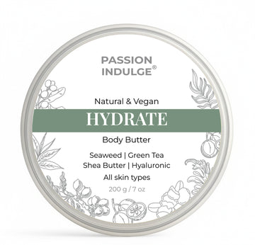 Passion Indulge Body Butter Moisturizer for Dry Skin | Deep Hydration with Shea Butter, Seaweed Extract, Green Tea & Hyaluronic Acid | Non-Sticky, Non-Greasy Formula 200g