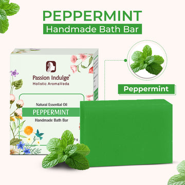 Handmade Bath Bar Soap Peppermint - each 100gm | Natural & Vegan | Aromatherapy  | Peta Certified ( Pack of 3 )