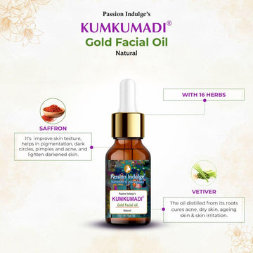 Kumkumadi Pure & Natural Miracle Facial Oil 10ml For Glowing Skin with Saffron, Vetiver & 16 Herbs | Shine & Brightness | Anti Ageing | Anti Wrinkle | Reduces Dark Spots & Pigmentation for all Skin Type