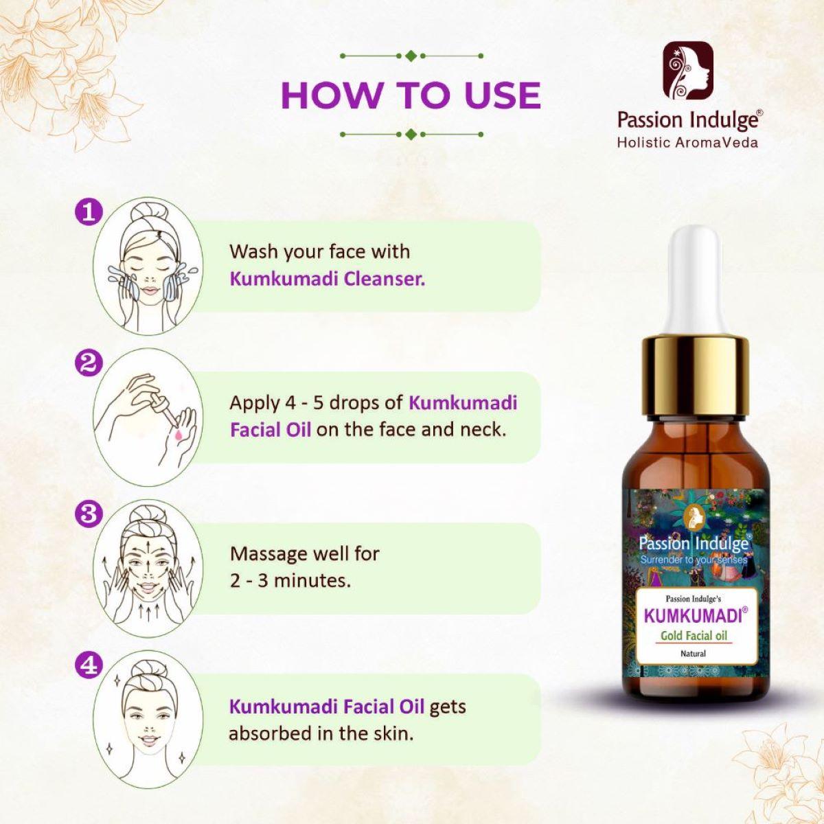 Kumkumadi Pure & Natural Miracle Facial Oil 10ml For Glowing Skin with Saffron, Vetiver & 16 Herbs | Shine & Brightness | Anti Ageing | Anti Wrinkle | Reduces Dark Spots & Pigmentation for all Skin Type - passionindulge