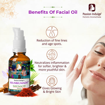 Kumkumadi Pure & Natural Miracle Facial Oil For Glowing Skin with Saffron, Vetiver & 16 Herbs | Shine & Brightness | Anti Ageing | Anti Wrinkle | Reduces Dark Spots & Pigmentation for all Skin Type