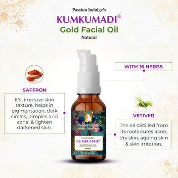 Kumkumadi Pure & Natural Miracle Facial Oil 10ml For Glowing Skin with Saffron, Vetiver & 16 Herbs | Shine & Brightness | Anti Ageing | Anti Wrinkle | Reduces Dark Spots & Pigmentation for all Skin Type