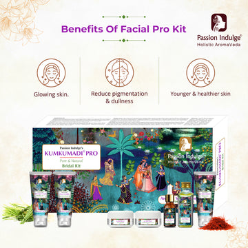 Набор для лица Kumkumadi Pro-Bridal | Чистый и натуральный | Для сияния и яркости кожи с шафраном, маслом ветивера и 16 травами | Для всех типов кожи | 7 шагов | Набор для невесты 