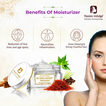 Passion Indulge Kumkumadi Skincare Combo | Cleanser 100ml, HydraGel Moisturizer 50g & Gold Facial Oil 30ml | Natural Glow, Skin Brightening & Hydration | Ayurvedic 3-in-1 Face Care Kit | For All Skin Types