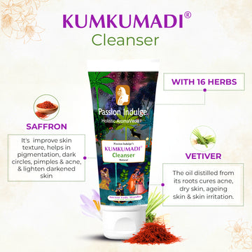 Kumkumadi Cleanser For Glowing Skin | Shine & Brightness | Anti Aging | Anti Wrinkle| Ayurvedic & Natural | with Saffron, Vetiver & 16 Herbs| All Skin Types - 100ml